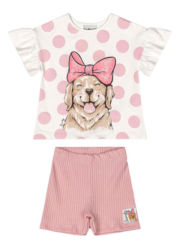 Quimby - Conjunto Bebê com Blusa e Bermuda Rosa 2