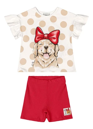 Quimby - Conjunto Bebê com Blusa e Bermuda Vermelho - QUIMBY