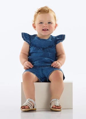 Quimby - Conjunto Bebê com Blusa e Short Jeans Azul - QUIMBY