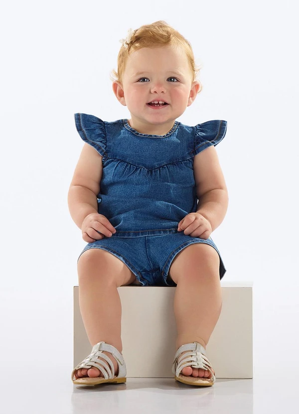 Quimby - Conjunto Bebê com Blusa e Short Jeans Azul