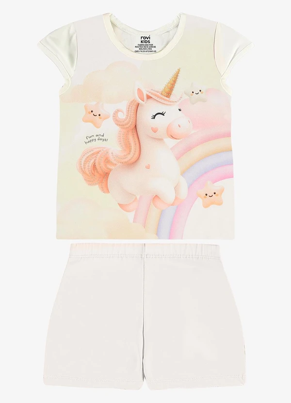 Rovi Kids - Conjunto Blusa com Shorts Infantil Bege