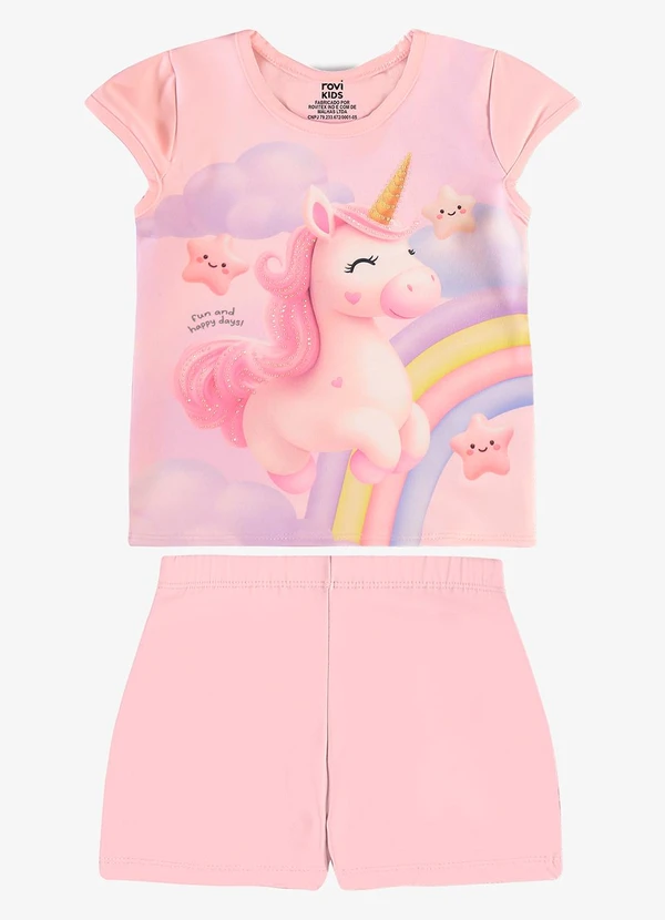 Rovi Kids - Conjunto Blusa com Shorts Infantil Rosa