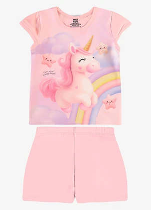 Rovi Kids - Conjunto Blusa com Shorts Infantil Rosa - ROVI KIDS