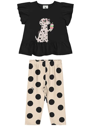Quimby - Conjunto Blusa e Legging Bebê Menina Preto - QUIMBY