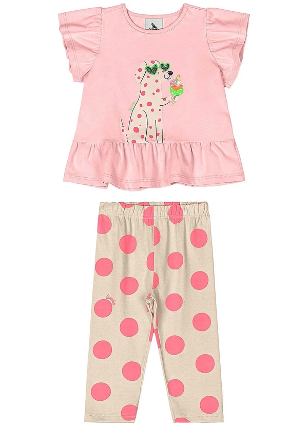 Quimby - Conjunto Blusa e Legging Bebê Menina Rosa 2