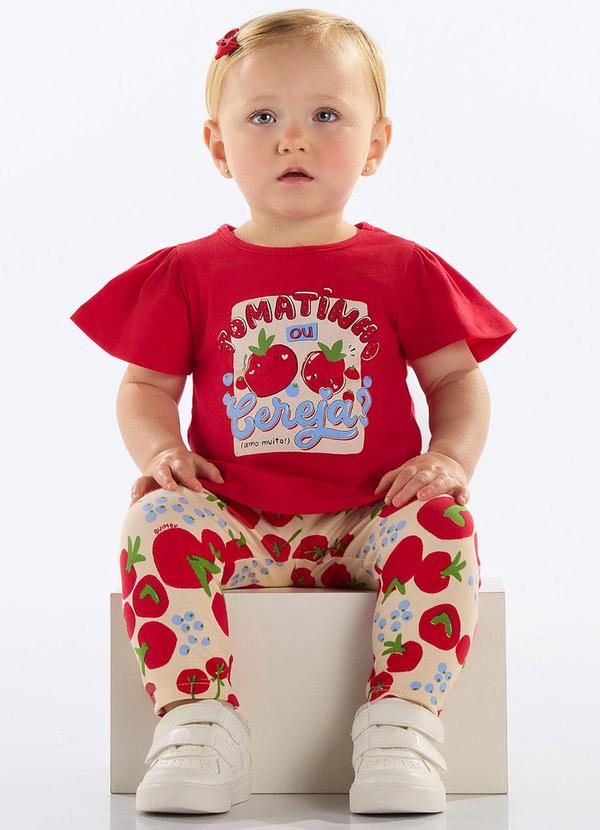 Quimby - Conjunto Blusa e Legging Bebê Vermelho