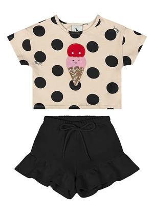 Quimby - Conjunto Blusa e Short Bebê Menina Preto - QUIMBY