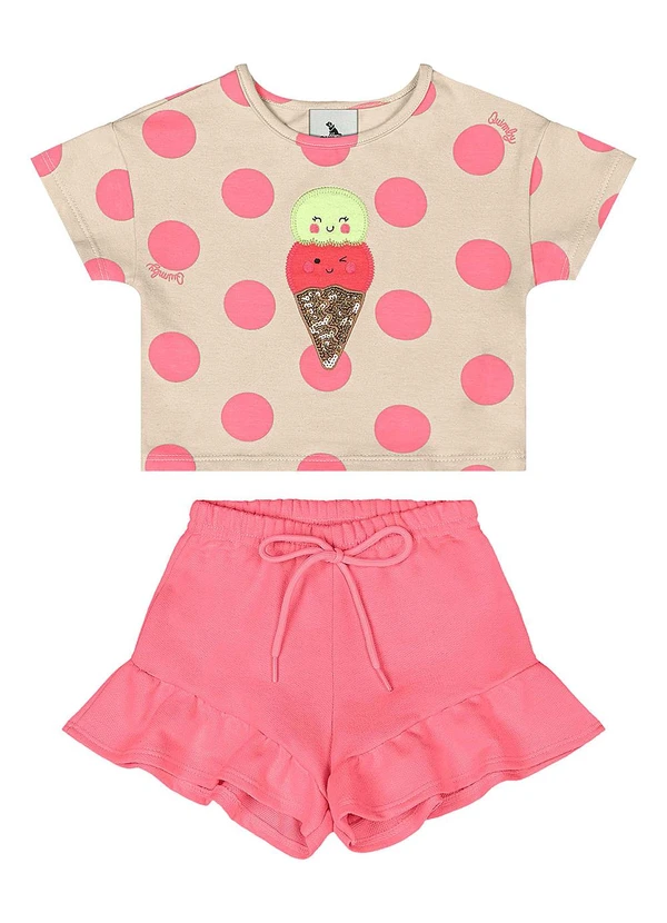 Quimby - Conjunto Blusa e Short Bebê Menina Rosa 2