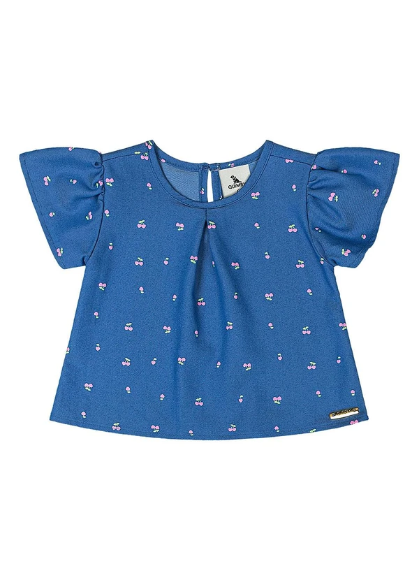 Quimby - Conjunto Blusa e Short Cerejas Bebê Azul 3
