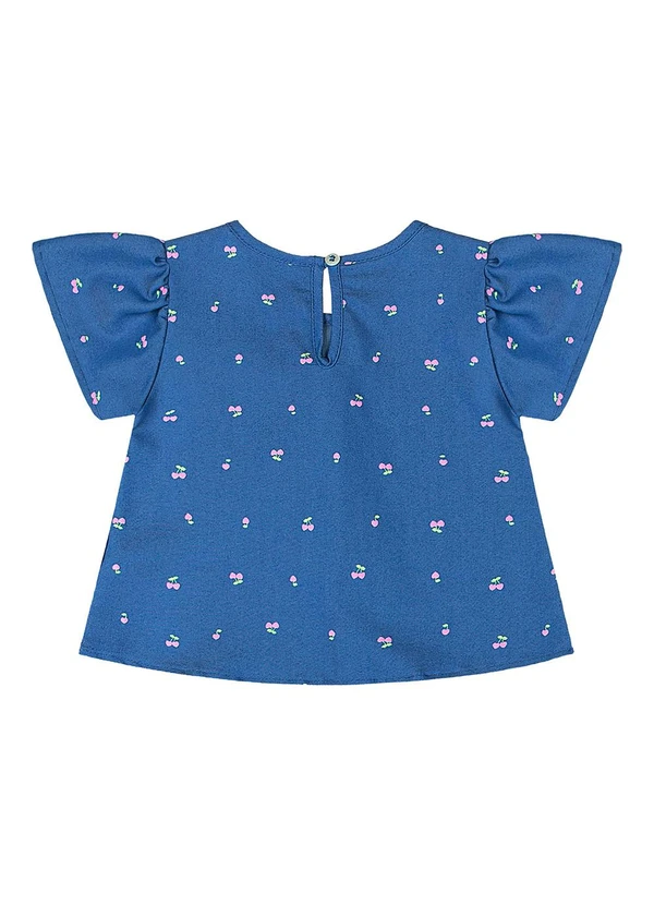 Quimby - Conjunto Blusa e Short Cerejas Bebê Azul 5