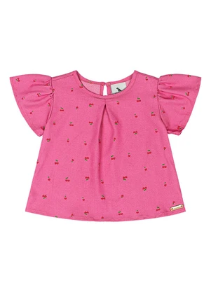 Quimby - Conjunto Blusa e Short Cerejas Bebê Rosa - QUIMBY
