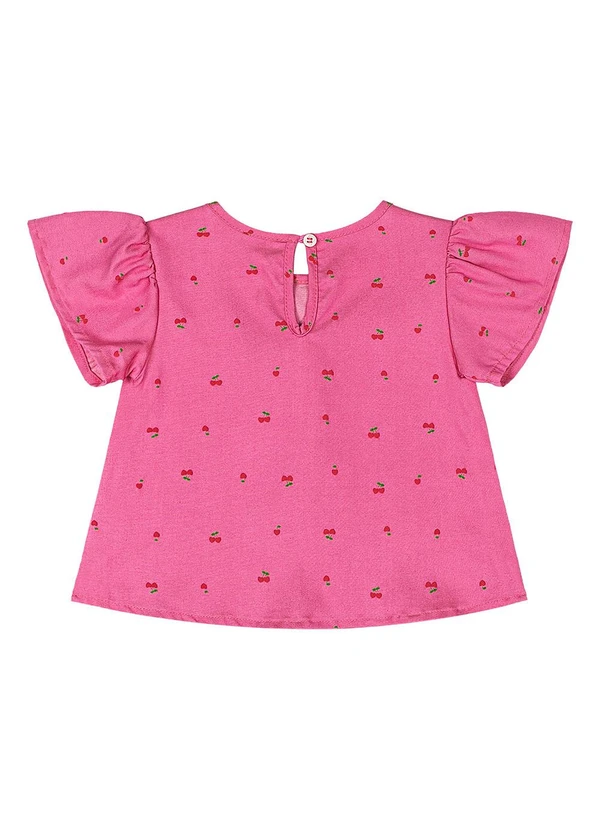 Quimby - Conjunto Blusa e Short Cerejas Bebê Rosa 4