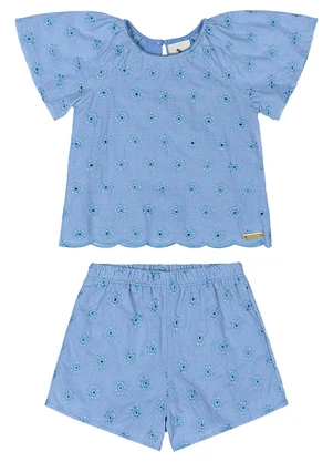 Quimby - Conjunto Blusa e Short Laise Bebê Azul - QUIMBY