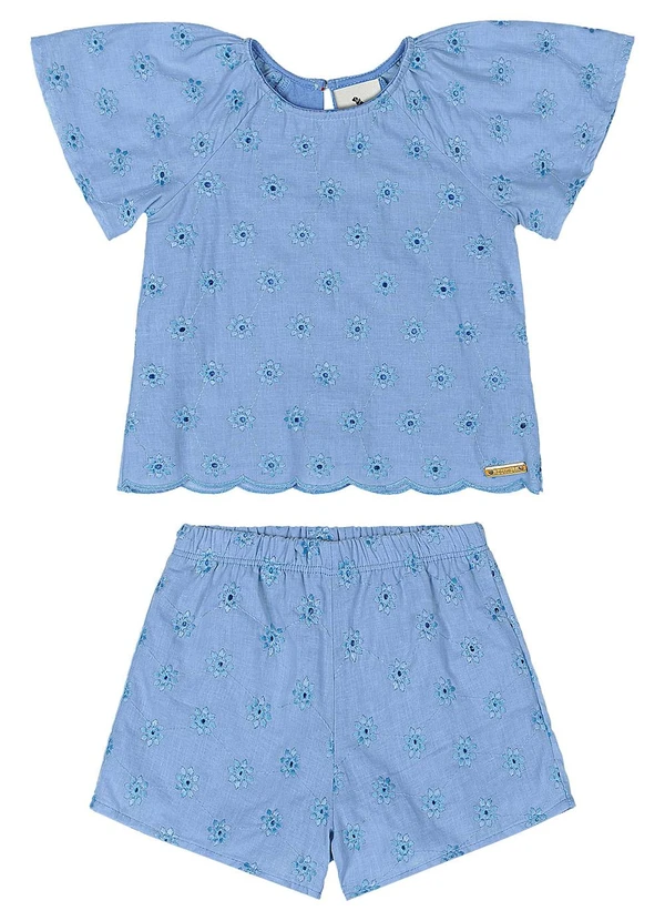 Quimby - Conjunto Blusa e Short Laise Bebê Azul