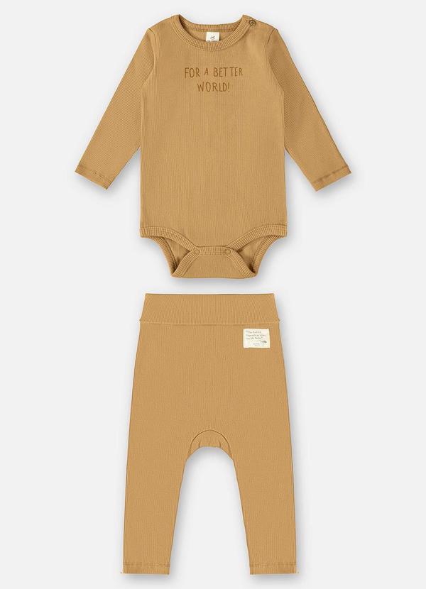 Up Baby - Conjunto Body e Calça Unissex Bebê Marrom