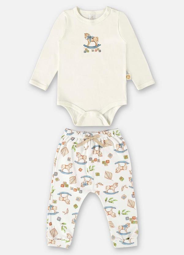 Up Baby - Conjunto Body e Calça Unissex Off White