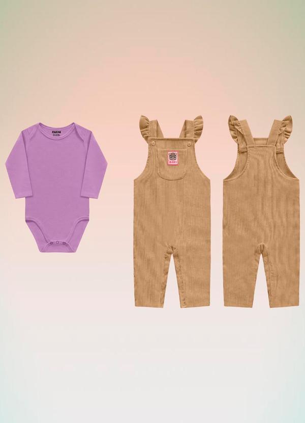 Fakini Kids - Conjunto Body e Macacão Bebê Roxo