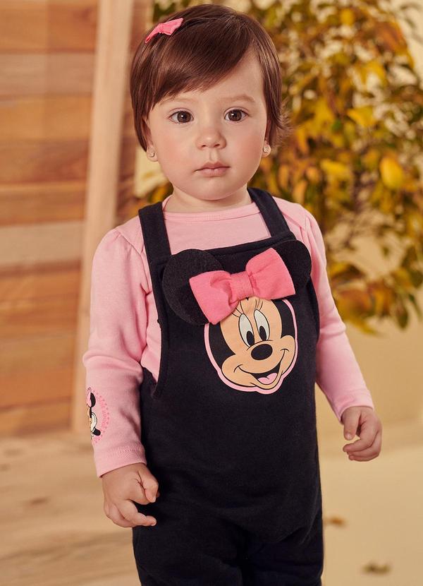 Fakini Kids - Conjunto Body e Macacão Minnie Disney Rosa