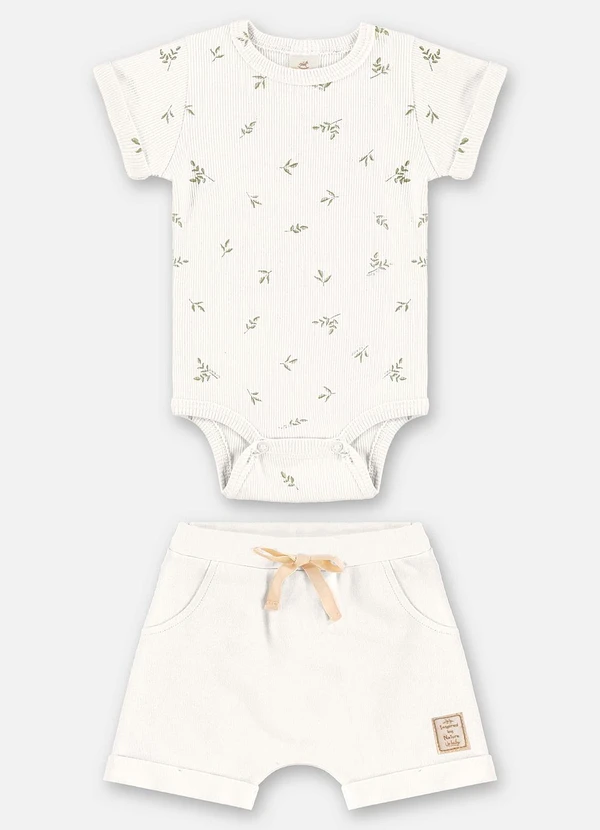 Up Baby - Conjunto Body e Short Unissex Bebê Bege 2