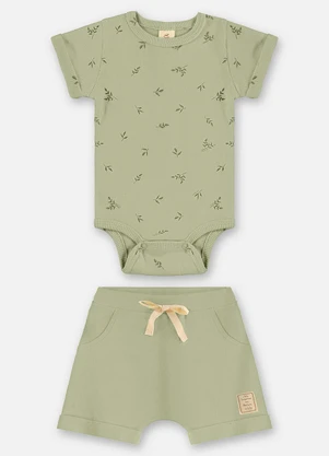Up Baby - Conjunto Body e Short Unissex Bebê Verde - UP BABY