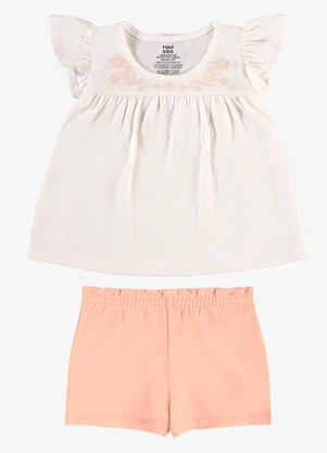 Rovi Kids - Conjunto Feminino Blusa com Shorts Bege - ROVI KIDS