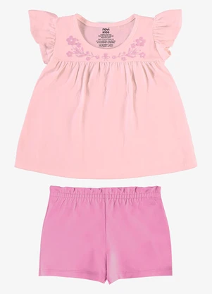 Rovi Kids - Conjunto Feminino Blusa com Shorts Rosa - ROVI KIDS