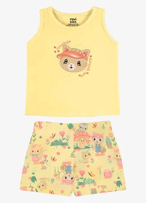 Rovi Kids - Conjunto Feminino Regata com Shorts Amarelo - ROVI KIDS