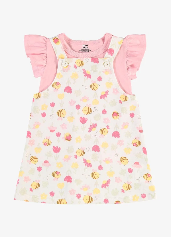 Rovi Kids - Conjunto Infantil Blusa com Salopete Bege