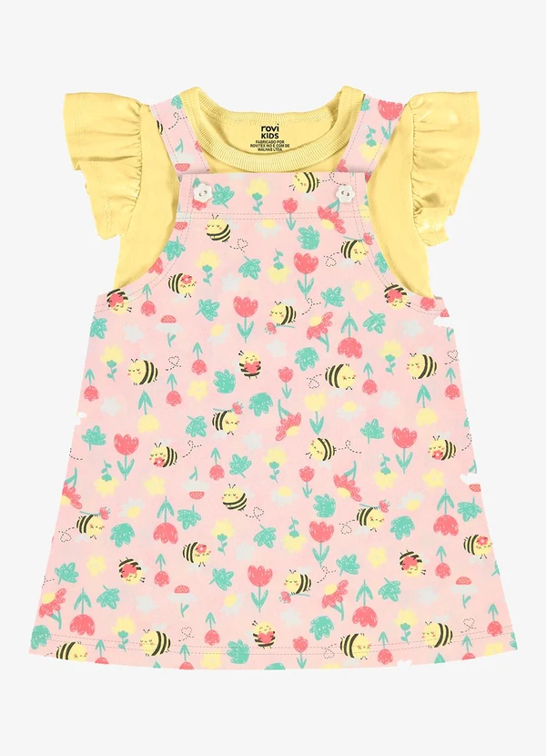 Rovi Kids - Conjunto Infantil Blusa com Salopete Rosa