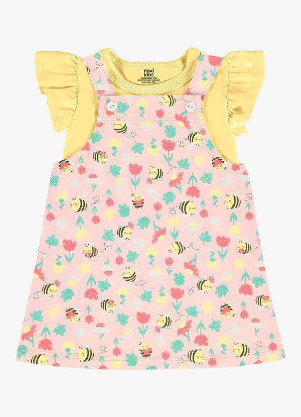 Rovi Kids - Conjunto Infantil Blusa com Salopete Rosa