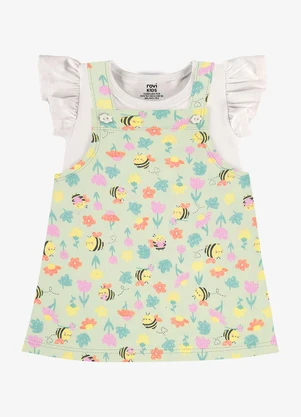 Rovi Kids - Conjunto Infantil Blusa com Salopete Verde - ROVI KIDS