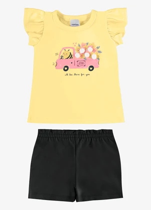 Rovi Kids - Conjunto Infantil Blusa com Shorts Amarelo - ROVI KIDS