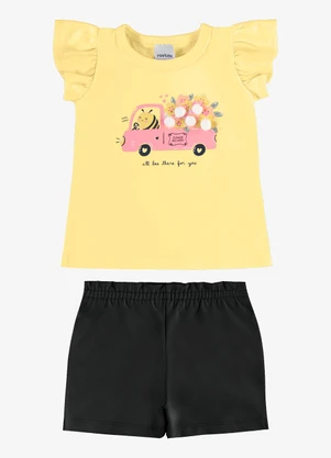 Rovi Kids - Conjunto Infantil Blusa com Shorts Amarelo - ROVI KIDS