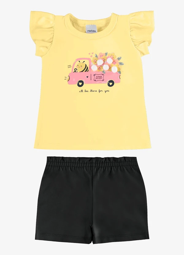 Rovi Kids - Conjunto Infantil Blusa com Shorts Amarelo