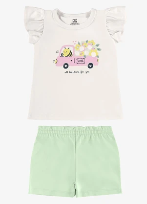 Rovi Kids - Conjunto Infantil Blusa com Shorts Bege - ROVI KIDS