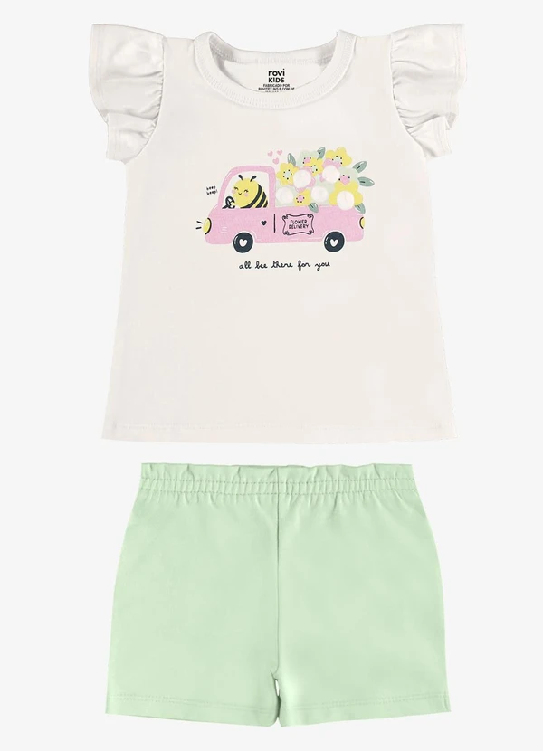 Rovi Kids - Conjunto Infantil Blusa com Shorts Bege