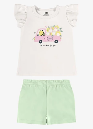 Rovi Kids - Conjunto Infantil Blusa com Shorts Bege - ROVI KIDS