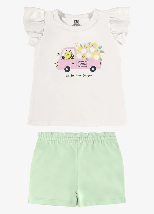 Rovi Kids - Conjunto Infantil Blusa com Shorts Bege