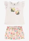 Rovi Kids - Conjunto Infantil Blusa com Shorts Rosa - variação: Bege