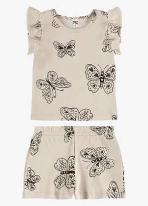 Rovi Kids - Conjunto Infantil Blusa com Shorts Bege - ROVI KIDS