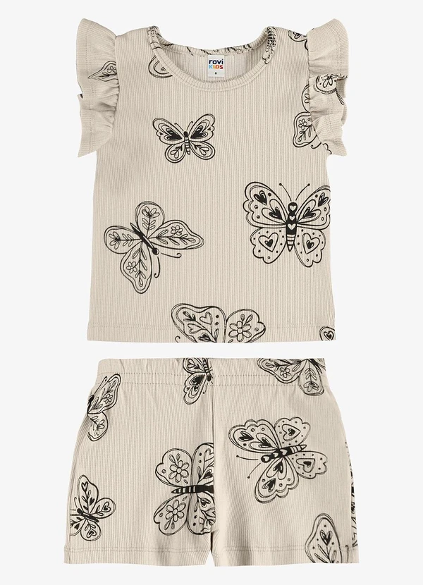 Rovi Kids - Conjunto Infantil Blusa com Shorts Bege