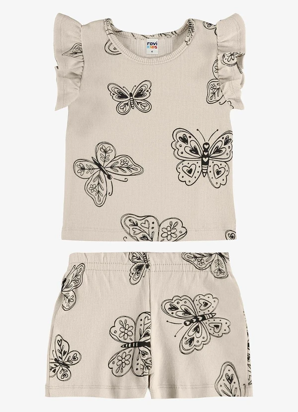 Rovi Kids - Conjunto Infantil Blusa com Shorts Bege
