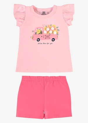 Rovi Kids - Conjunto Infantil Blusa com Shorts Rosa - ROVI KIDS