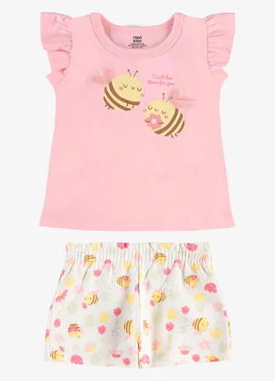 Rovi Kids - Conjunto Infantil Blusa com Shorts Rosa - ROVI KIDS