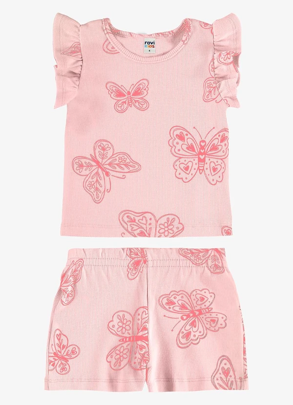 Rovi Kids - Conjunto Infantil Blusa com Shorts Rosa