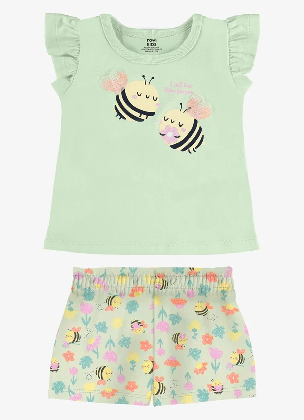 Rovi Kids - Conjunto Infantil Blusa com Shorts Verde