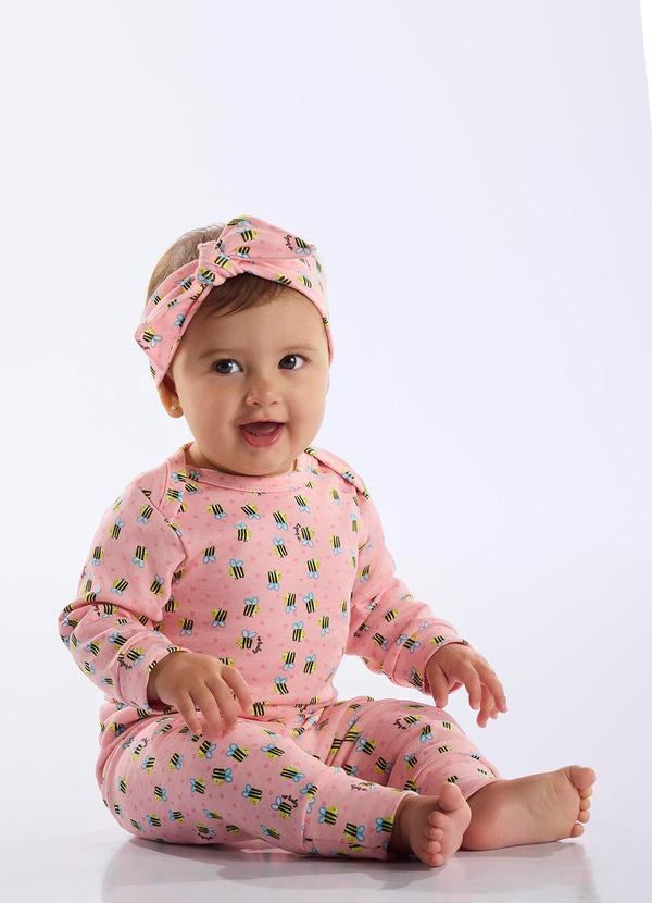 Up Baby - Faixa de Cabelo Suedine Bebê Rosa