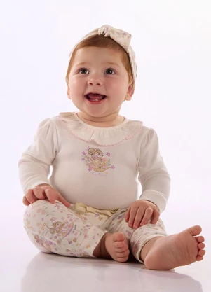 Up Baby - Faixa Estampa Detalhes Rosa Branco - UP BABY