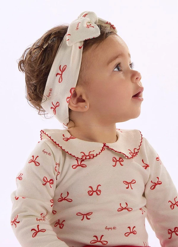 Up Baby - Faixa Estampa Detalhes Vermelho Branco