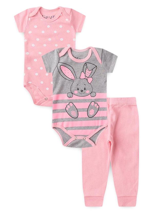 Atelie da Crianca - Kit Body Bebê 3 Peças Coelhinha Rosa Claro